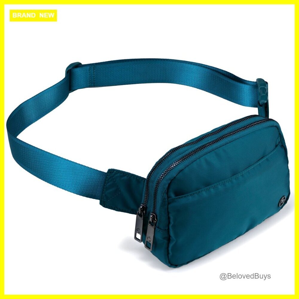 Large Nylon Fanny Pack with 5 Zipper Pockets, Adjustable Crossbody Strap